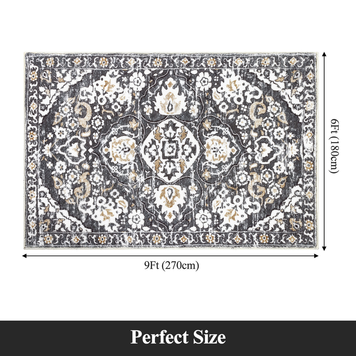 MeyJey Boho Indoor Hallway Runner Rug, Oriental Non Slip Machine Washable Area Rug Distressed Vintage Floor Carpet for Bedroom Kitchen Dinning/Living/Laundry Room