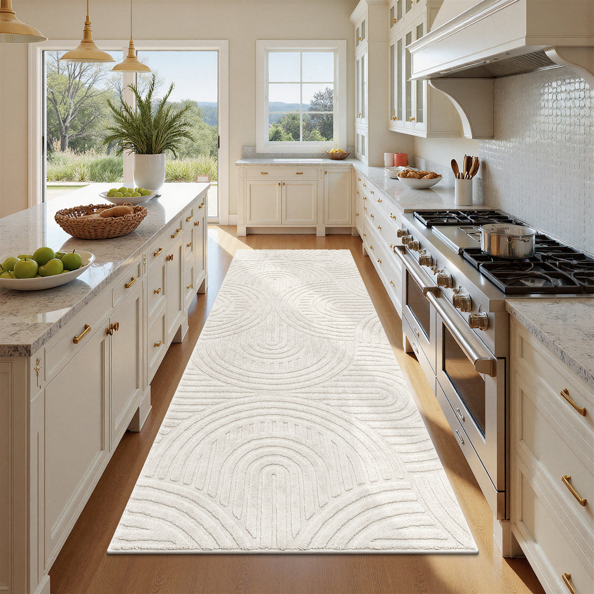 MeyJey  Shag Area Rug for Living Room Machine Washable Rugs for Bedroom Dinning Room Office Decor Fan Shadow PatternNon-Slip Soft Carpet, Pale Camel