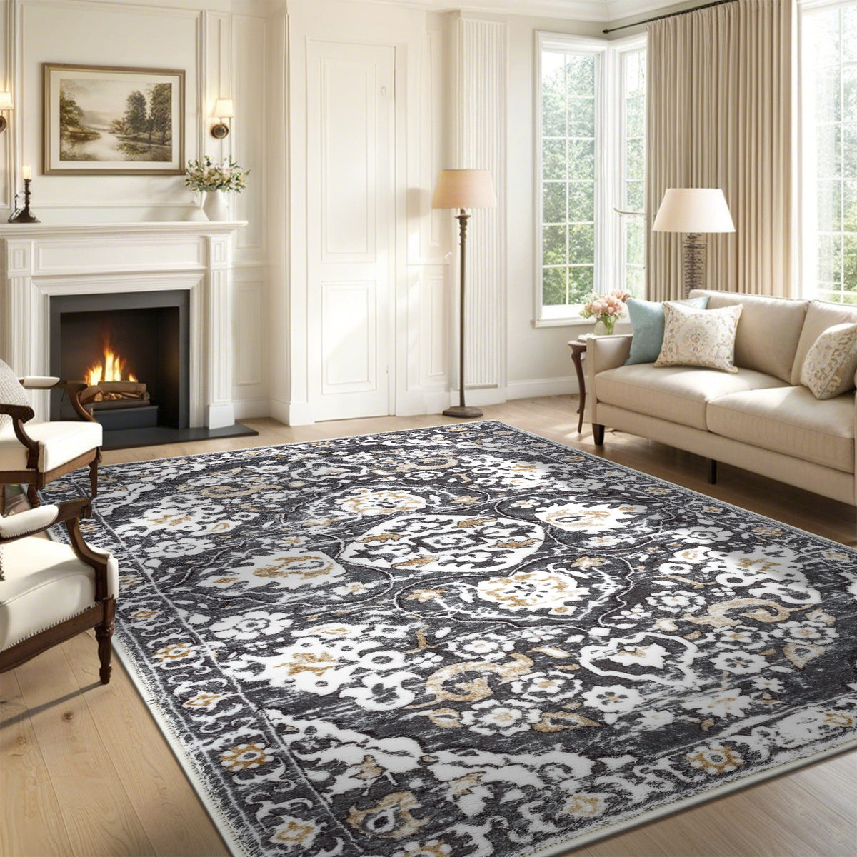 MeyJey Boho Indoor Hallway Runner Rug, Oriental Non Slip Machine Washable Area Rug Distressed Vintage Floor Carpet for Bedroom Kitchen Dinning/Living/Laundry Room