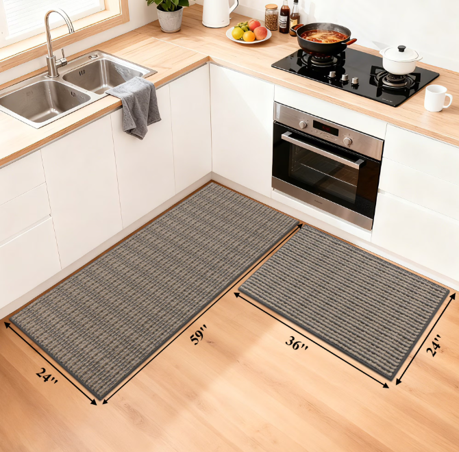 MeyJey Kitchen Rug Set 2 Piece, Non Slip Kitchen Floor Mats Machine Washable Mats for Home Floor and Living Room