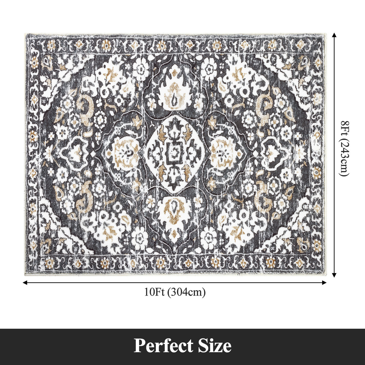 MeyJey Boho Indoor Hallway Runner Rug, Oriental Non Slip Machine Washable Area Rug Distressed Vintage Floor Carpet for Bedroom Kitchen Dinning/Living/Laundry Room