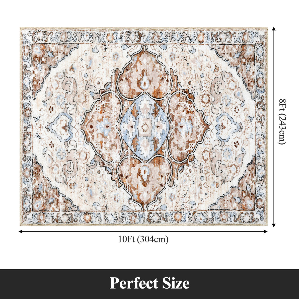MeyJey Boho Indoor Hallway Runner Rug Oriental Non Slip Machine Washable Area Rug Distressed Vintage Floor Carpet for Bedroom Kitchen Dinning/Living/Laundry Room