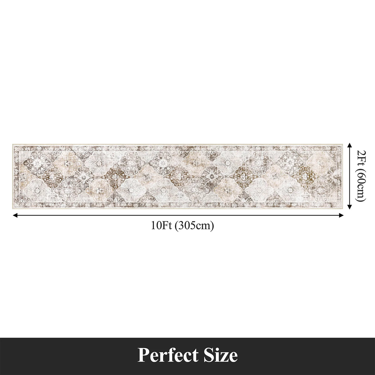 MeyJey Oriental Vintage Runner Rug for Hallways, Non-Slip Machine Washable Area Rug for Bedroom/Living/Dining/Laundry Room Carpet