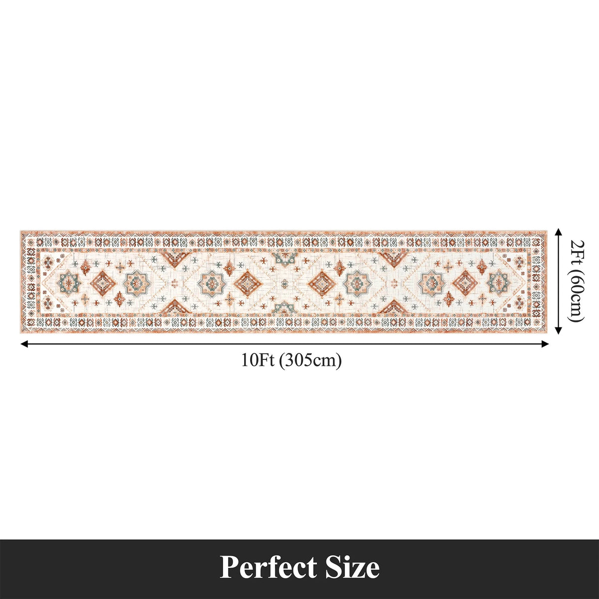 MeyJey Oriental Vintage Runner Rug for Hallways, Non-Slip Machine Washable Area Rug for Bedroom/Living/Dining/Laundry Room Carpet