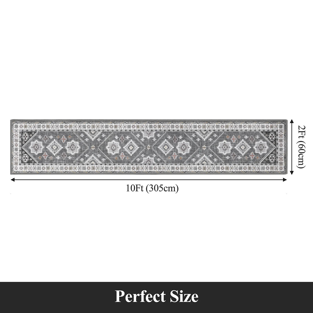 MeyJey Oriental Vintage Runner Rug for Hallways, Non-Slip Machine Washable Area Rug for Bedroom/Living/Dining/Laundry Room Carpet