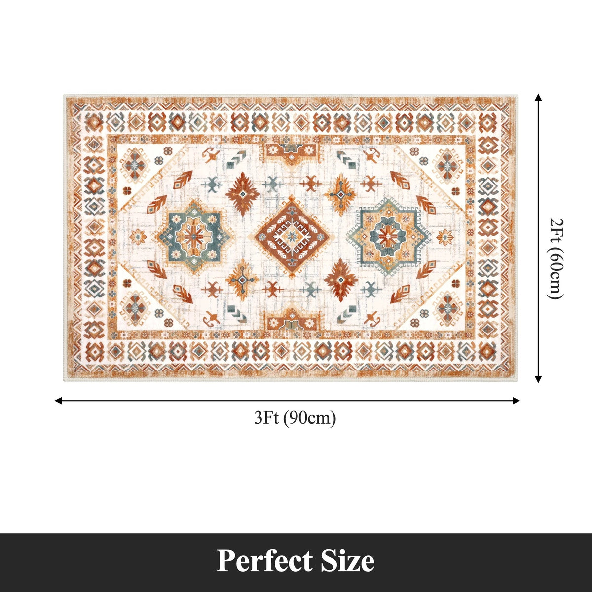 MeyJey Oriental Vintage Runner Rug for Hallways, Non-Slip Machine Washable Area Rug for Bedroom/Living/Dining/Laundry Room Carpet