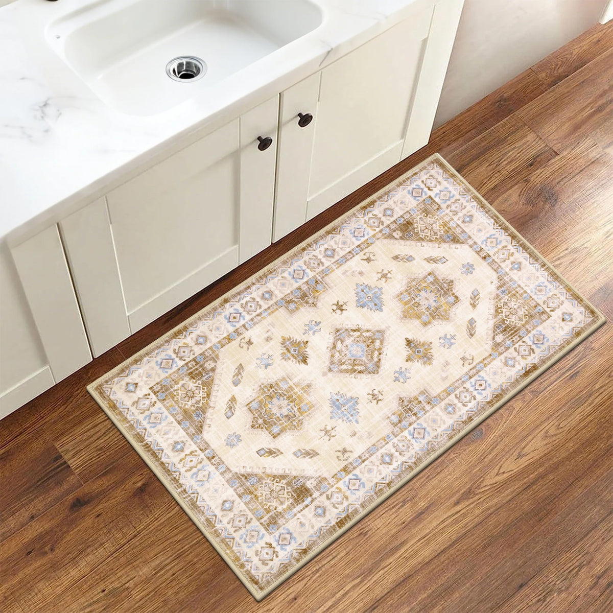 MeyJey Oriental Vintage Runner Rug for Hallways, Non-Slip Machine Washable Area Rug for Bedroom/Living/Dining/Laundry Room Carpet