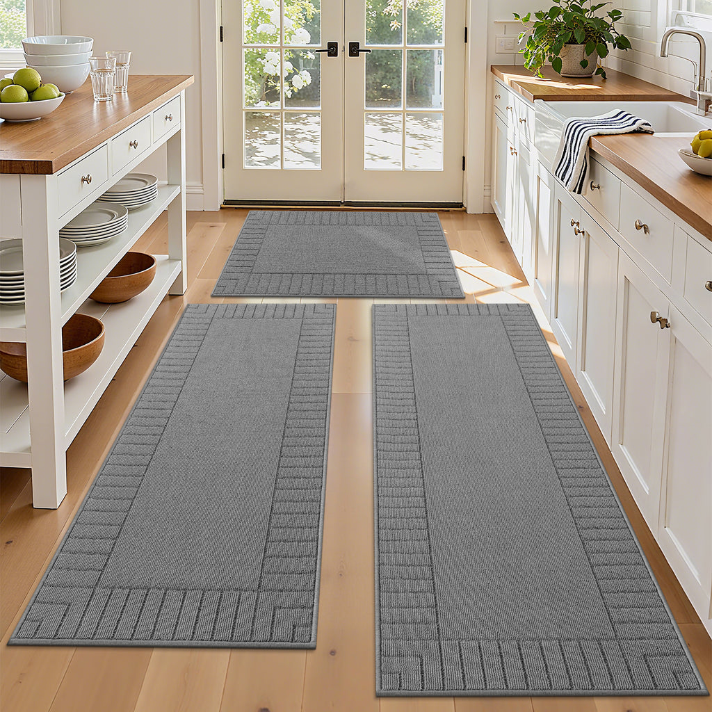 MeyJey Kitchen Rug Set 3 Piece, Non Slip Kitchen Floor Mats Machine Washable Mats for Home Floor and Living Room