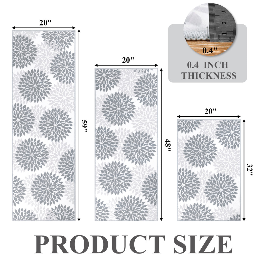 MeyJey Kitchen Rug Anti-Fatigue Mat Set for Kitchen, 2 Piece Non-Slip Waterproof Comfort Cushioned Floor Mats 20"x31.5"+20"x59"
