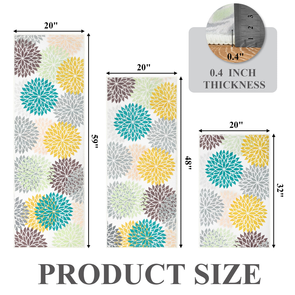 MeyJey Kitchen Rug Anti-Fatigue Mat Set for Kitchen, 2 Piece Non-Slip Waterproof Comfort Cushioned Floor Mats 20"x31.5"+20"x59"