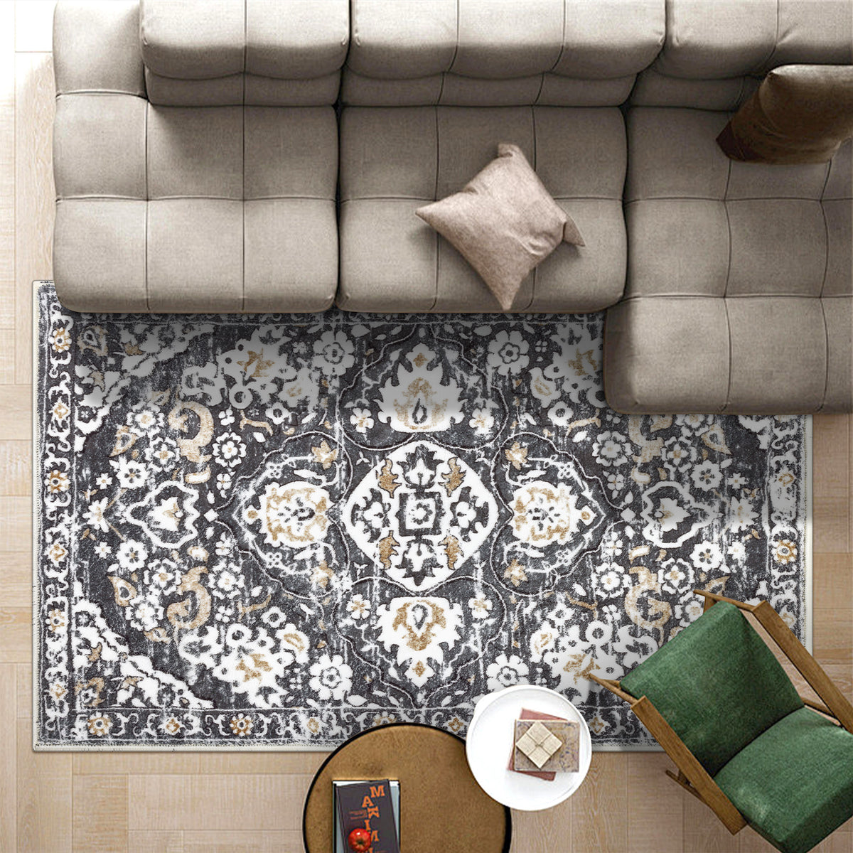MeyJey Boho Indoor Hallway Runner Rug, Oriental Non Slip Machine Washable Area Rug Distressed Vintage Floor Carpet for Bedroom Kitchen Dinning/Living/Laundry Room