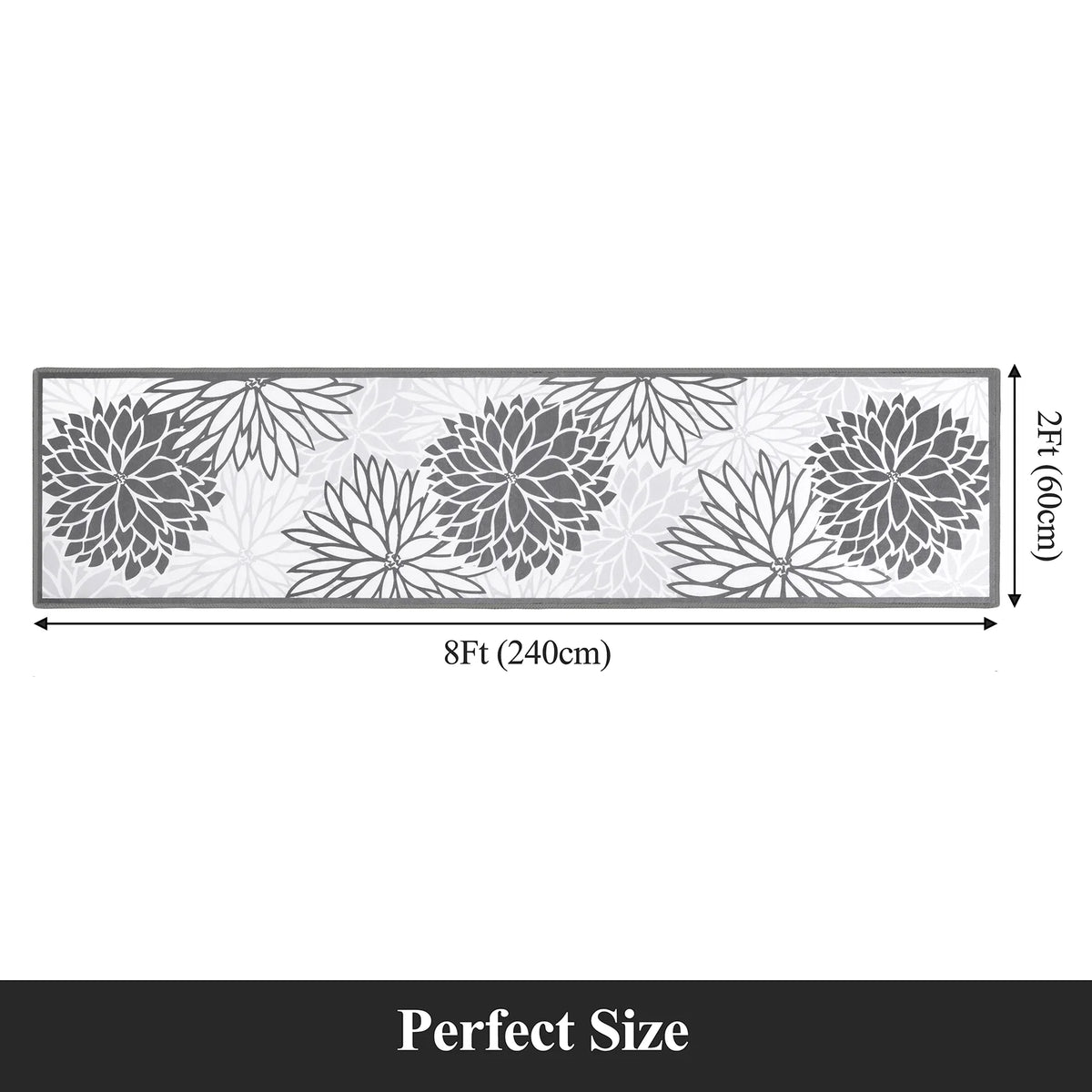 MeyJey Floral Runner Rug for Hallways, Oriental Non Slip Machine Washable Area Rugs Vintage Floor Carpet for Bedroom Kitchen Dinning/Living/Laundry Room