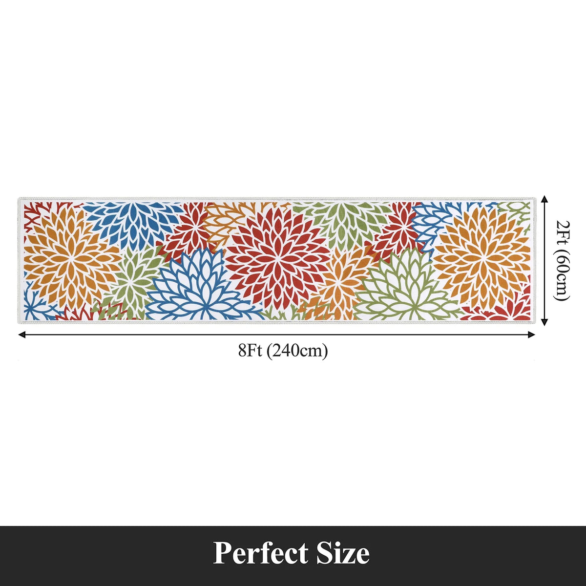 MeyJey Floral Runner Rug for Hallways, Oriental Non Slip Machine Washable Area Rugs Vintage Floor Carpet for Bedroom Kitchen Dinning/Living/Laundry Room