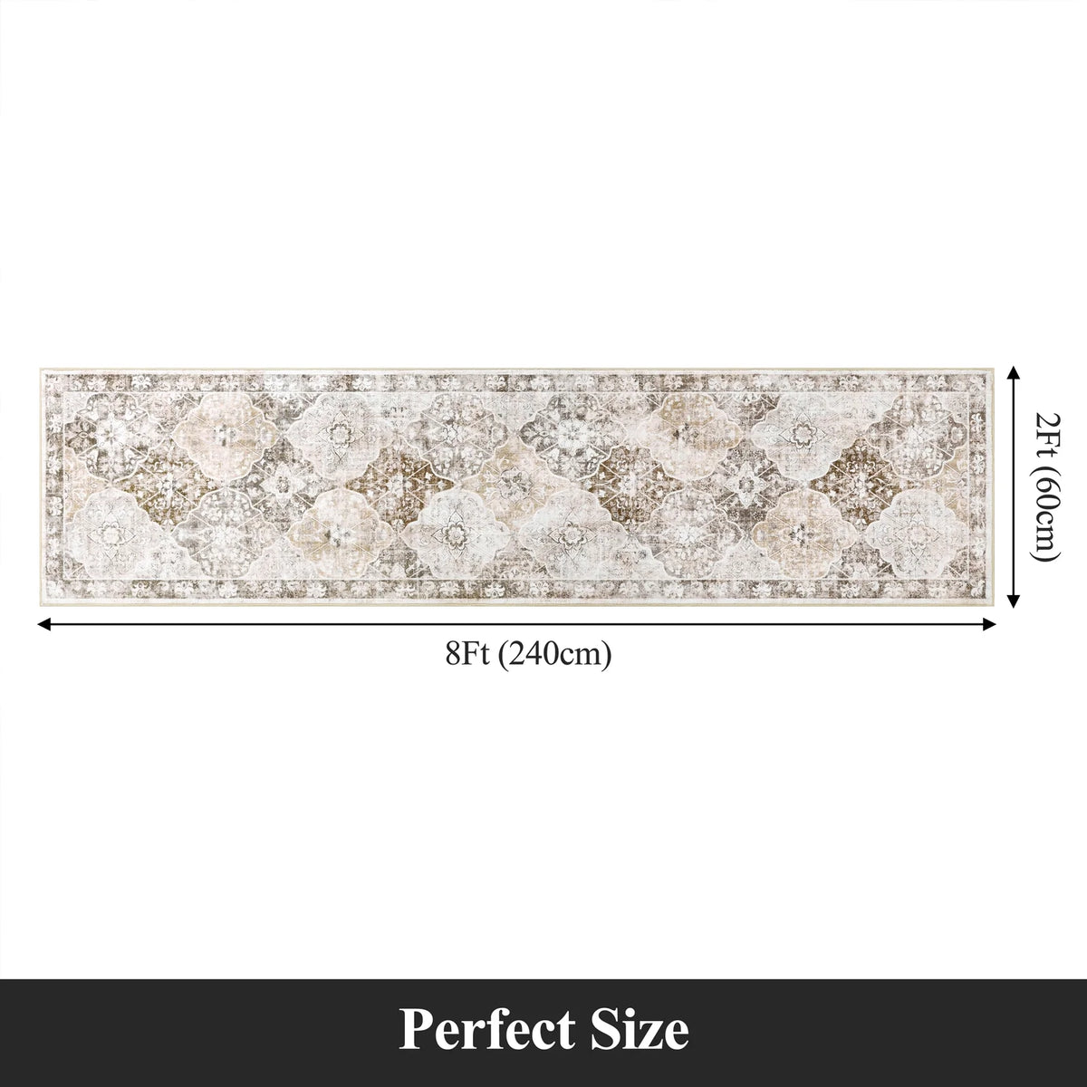 MeyJey Oriental Vintage Runner Rug for Hallways, Non-Slip Machine Washable Area Rug for Bedroom/Living/Dining/Laundry Room Carpet
