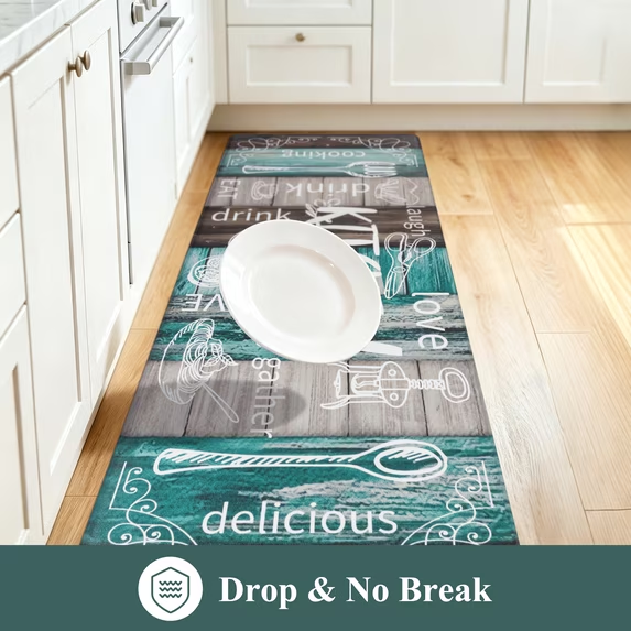 MeyJey Farmhouse Kitchen Rug Set of 2, Non Slip Anti Fatigue Waterproof Cushioned Mat for Kitchen, Dining, Laundry Room, 18"x30"+18"x48"