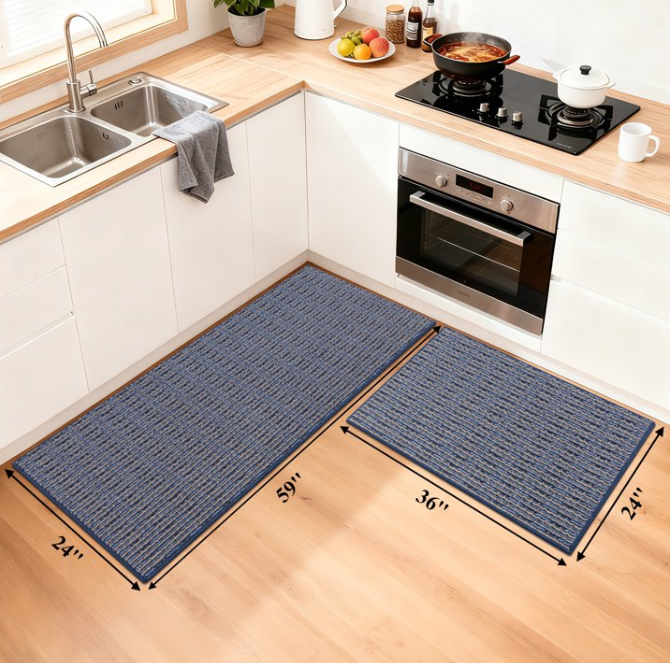 MeyJey Kitchen Rug Set 2 Piece, Non Slip Kitchen Floor Mats Machine Washable Mats for Home Floor and Living Room