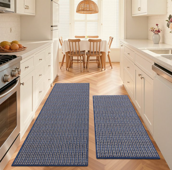 MeyJey Kitchen Rug Set 2 Piece, Non Slip Kitchen Floor Mats Machine Washable Mats for Home Floor and Living Room