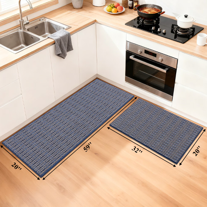 MeyJey Kitchen Rug Set 2 Piece, Non Slip Kitchen Floor Mats Machine Washable Mats for Home Floor and Living Room