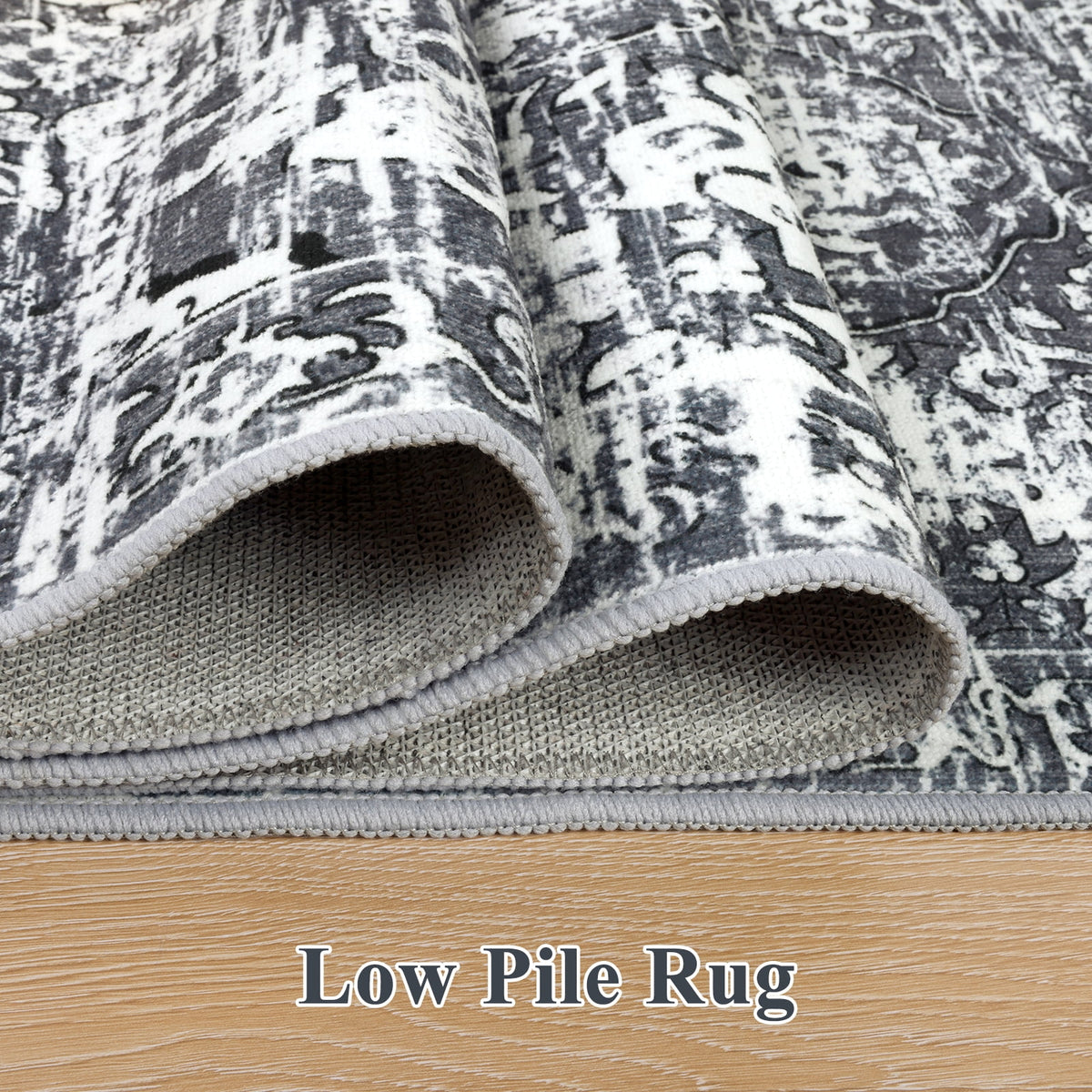 MeyJey Boho Indoor Living Room Area Rug Non-Slip Machine Washable Vintage Oriental Distressed Floor Carpet for Bedroom Dining Kitchen Hallway Nursery