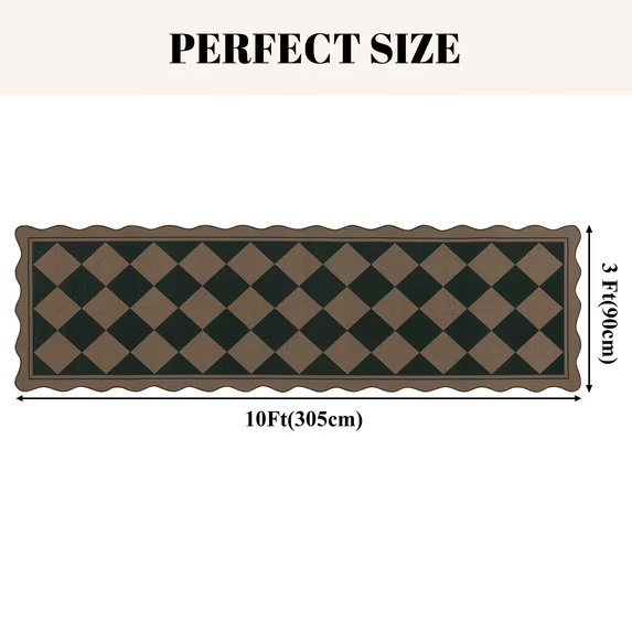 MeyJey Runner Rug for Hallway, Washable Kitchen Rugs Non Slip Faux Jute Scalloped Indoor Carpet for Entryway Laundry Room Floor Mats