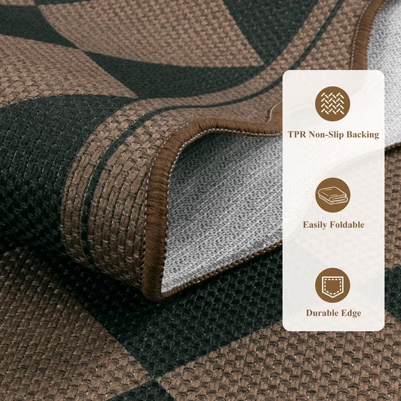 MeyJey Runner Rug for Hallway, Washable Kitchen Rugs Non Slip Faux Jute Scalloped Indoor Carpet for Entryway Laundry Room Floor Mats