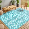 MeyJey Outdoor Rug Reversible Waterproof Oversize Indoor/Outdoor Plastic Mat for RV, Camping, Patio, Aqua Blue