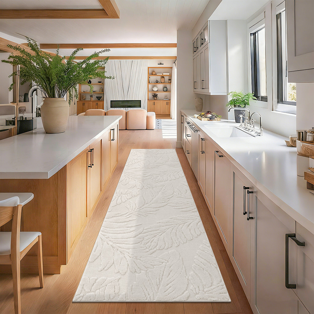 MeyJey Shag Area Rug for Living Machine Washable Rugs for Bedroom Dinning Room Office Decor Non-Slip Soft Carpet, leaf shadow Pattern,Pale Camel