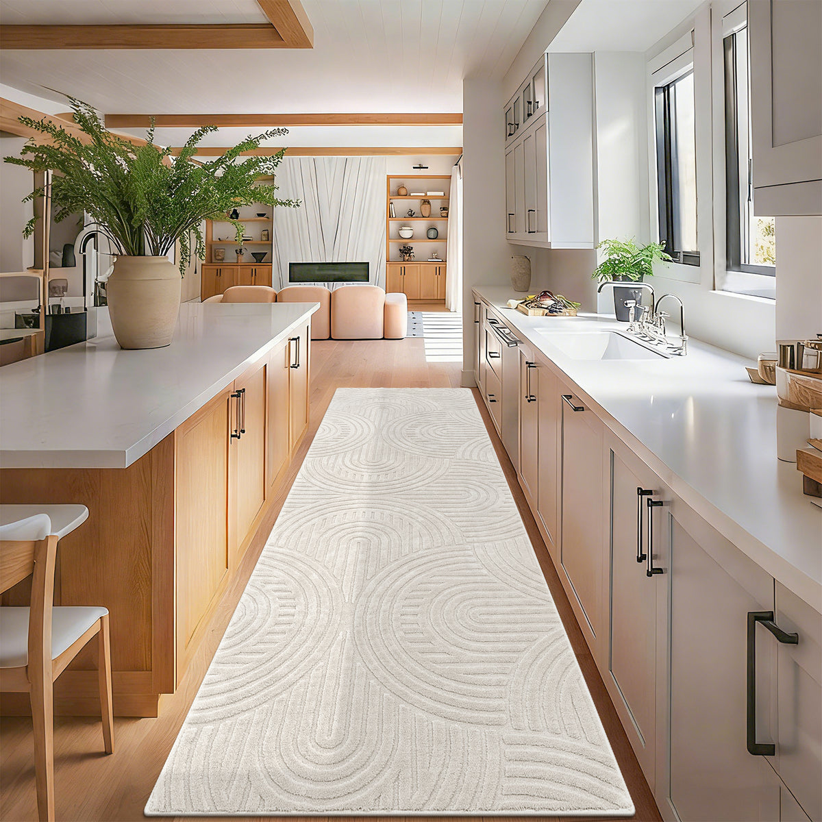 MeyJey  Shag Area Rug for Living Room Machine Washable Rugs for Bedroom Dinning Room Office Decor Fan Shadow PatternNon-Slip Soft Carpet, Pale Camel