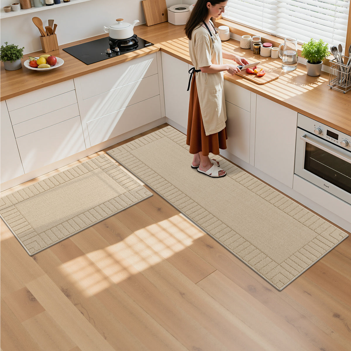 MeyJey Kitchen Rug Set 3 Piece, Non Slip Kitchen Floor Mats Machine Washable Mats for Home Floor and Living Room