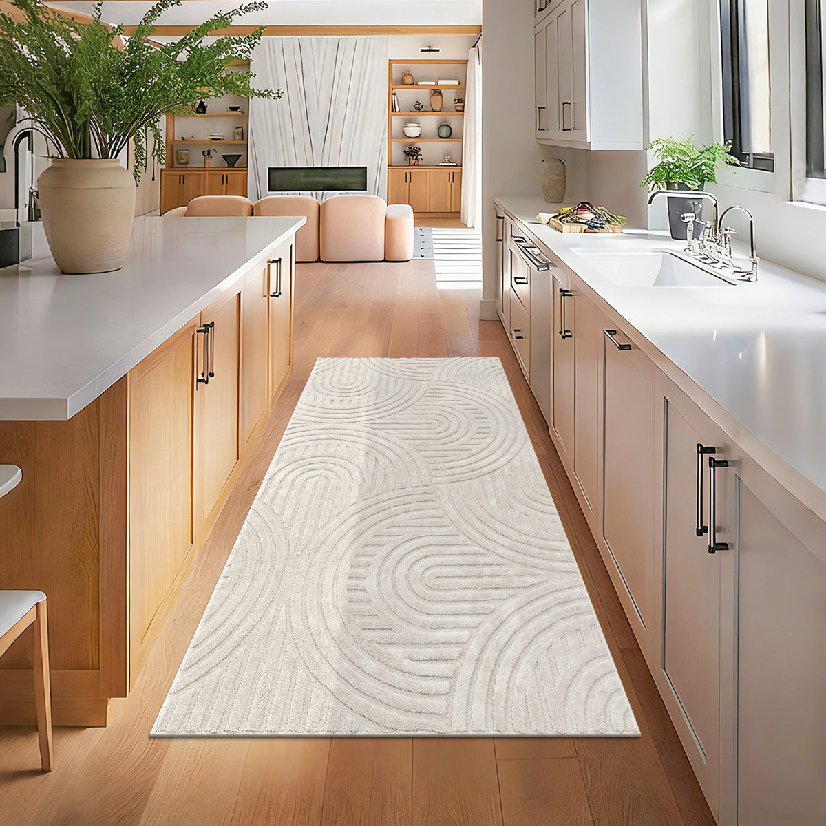 MeyJey  Shag Area Rug for Living Room Machine Washable Rugs for Bedroom Dinning Room Office Decor Fan Shadow PatternNon-Slip Soft Carpet, Pale Camel
