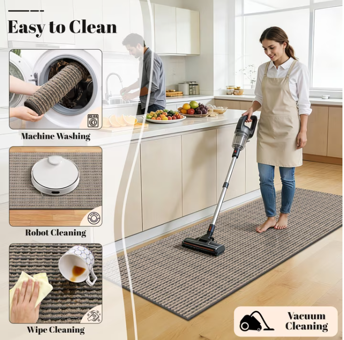 MeyJey Runner Rug for Hallway, Non slip Machine Washable Runners Floor Mats for Entryway Doormat Bathroom Kitchen Laundry Room