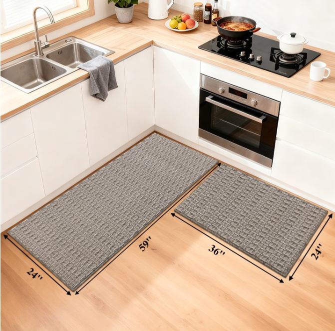 MeyJey Kitchen Rug Set 2 Piece, Non Slip Kitchen Floor Mats Machine Washable Mats for Home Floor and Living Room