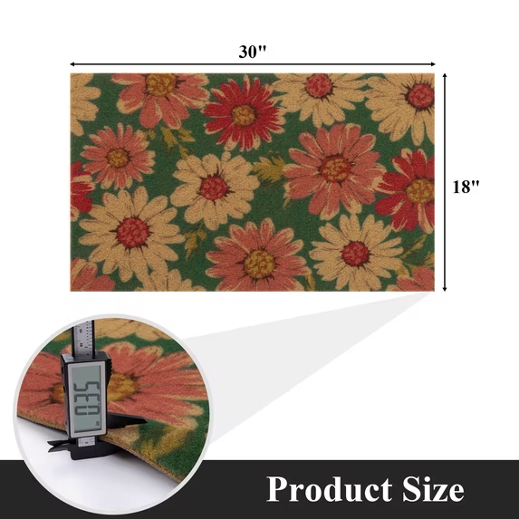 MeyJey Doormat Floral for Indoor Outdoor, Non Slip Door Mat Absorbent Utility Entryway Rug for Front Back Door, Dirt Trapper, All Season
