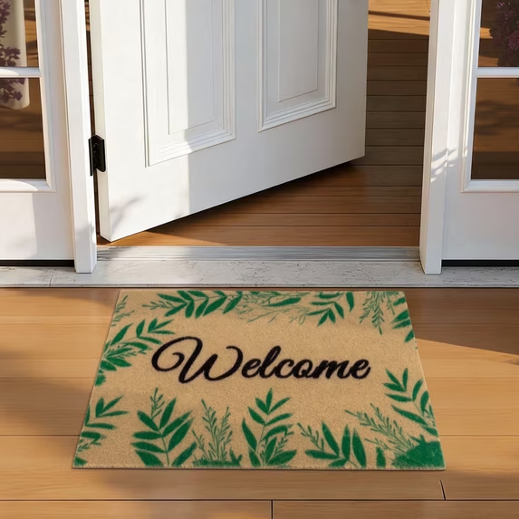 MeyJey Doormat Floral for Indoor Outdoor, Non Slip Door Mat Absorbent Utility Entryway Rug for Front Back Door, Dirt Trapper, All Season