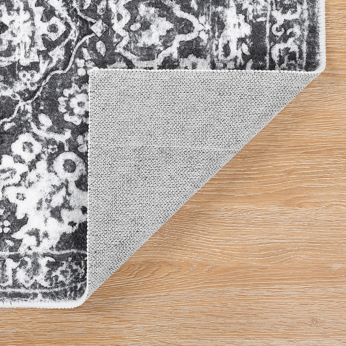 MeyJey Boho Indoor Hallway Runner Rug, Oriental Non Slip Machine Washable Area Rug Distressed Vintage Floor Carpet for Bedroom Kitchen Dinning/Living/Laundry Room, Gray