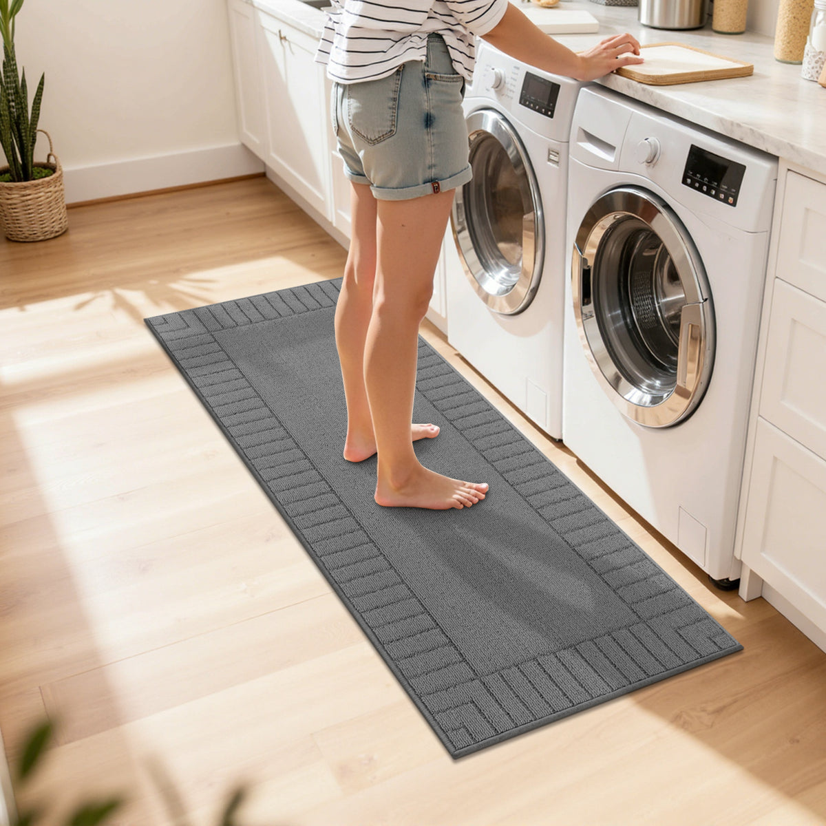 MeyJey Kitchen Rug Set 3 Piece, Non Slip Kitchen Floor Mats Machine Washable Mats for Home Floor and Living Room