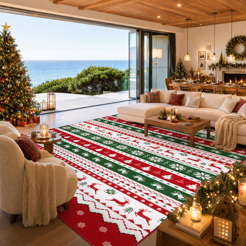 Christmas Runner Rug Non-Slip Washable Kitchen Rug, Winter Xmas Holiday Farmhouse Door Mat Entryway Rug Carpet Runner Decorations for Hallway Laundry Room Entrance