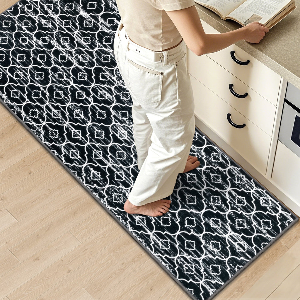 MeyJey L Shape Kitchen Mat, Anti-Slip Corner Kitchen rug for Floor, 1 Piece L Shape Rug, Absorbent Runner in Front of Sink, Washable Floor Rugs for Home,Kitchen(L-24”x 71”x 71”)