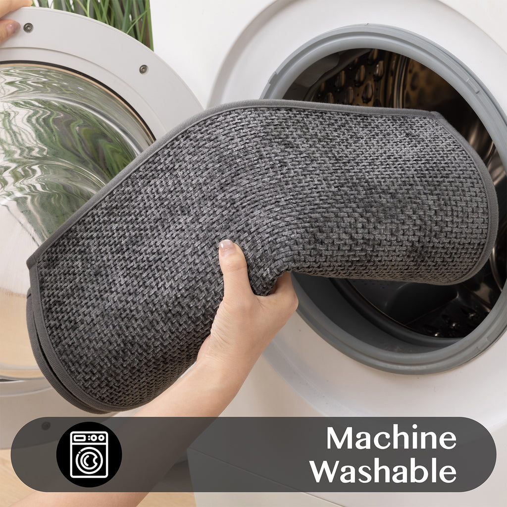 Ileading 3pcs Bathroom Rugs Set with U-Shaped Mat, Non Slip, Soft, Absorbent Bath Mats for Tub, Shower, Toilet 18"x26"+18"x48"+U Shape 20"x24" Gray