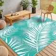 MeyJey Outdoor Rug, Reversible Waterproof Area Rug, Plastic Mat for RV Patio Camping, Teal