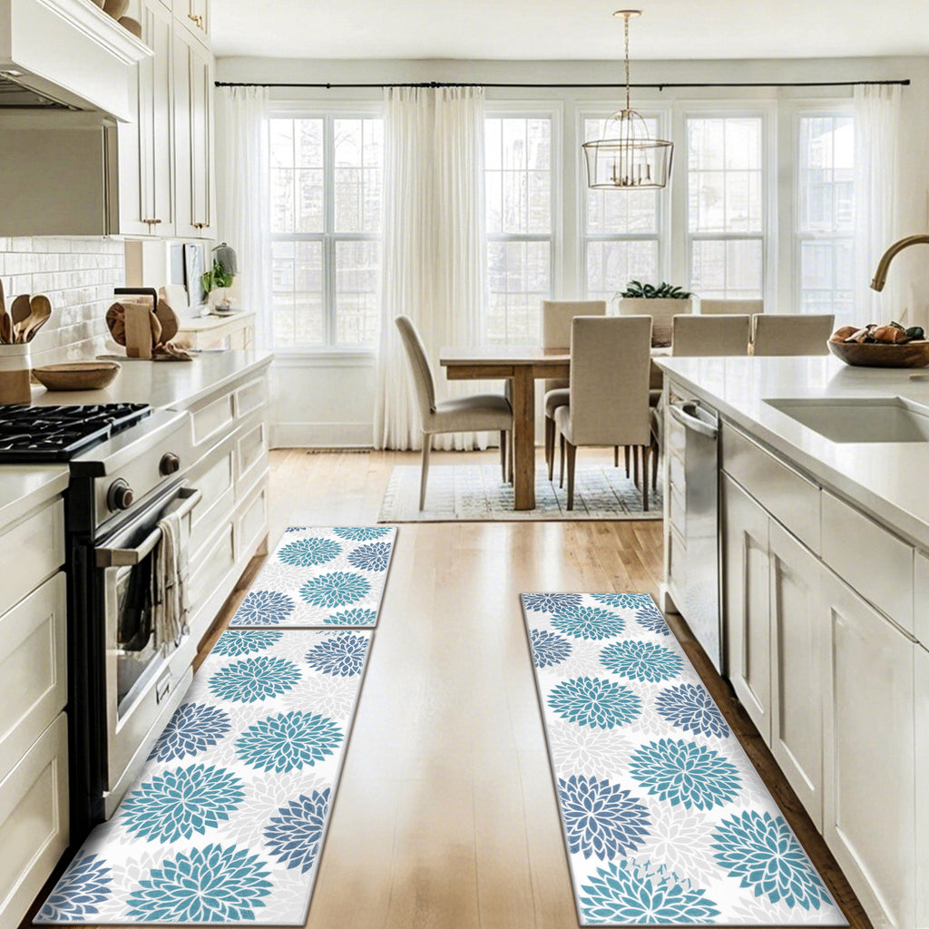 MeyJey Kitchen Rug Anti-Fatigue Mat Set for Kitchen, 2 Piece Non-Slip Waterproof Comfort Cushioned Floor Mats 20"x31.5"+20"x59"