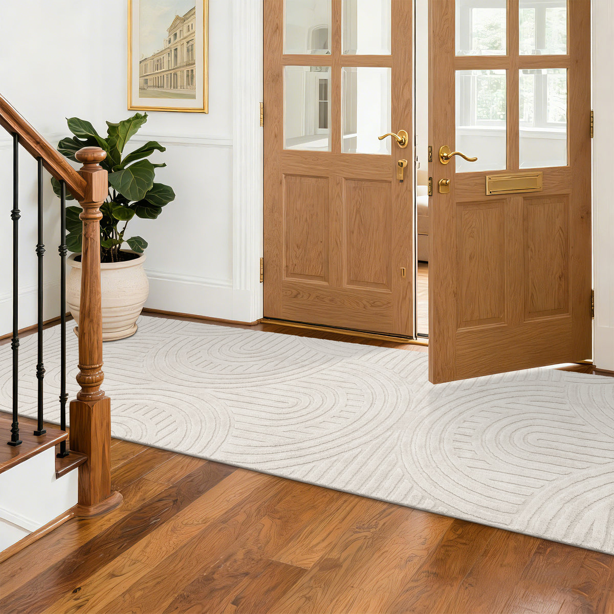 MeyJey  Shag Area Rug for Living Room Machine Washable Rugs for Bedroom Dinning Room Office Decor Fan Shadow PatternNon-Slip Soft Carpet, Pale Camel