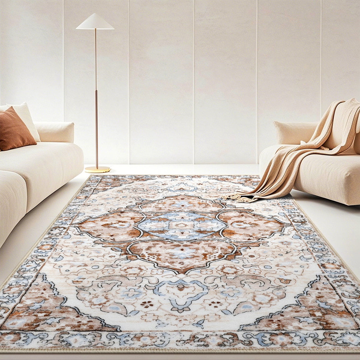 MeyJey Boho Indoor Hallway Runner Rug Oriental Non Slip Machine Washable Area Rug Distressed Vintage Floor Carpet for Bedroom Kitchen Dinning/Living/Laundry Room