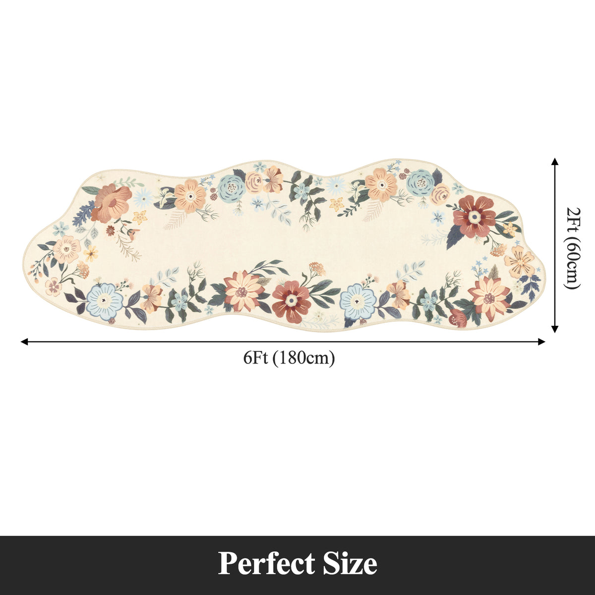 MeyJey Runner Rug Hallways, Non-Slip Machine Washable Floral Area Rug Indoor Carpet Floor Rug for Bedroom/Dining/Living/Laundry Room/Kitchen Bathroom，Beige