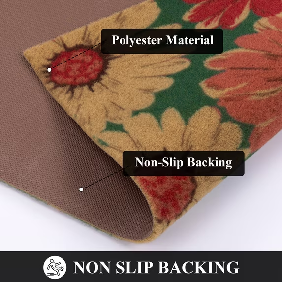 MeyJey Doormat Floral for Indoor Outdoor, Non Slip Door Mat Absorbent Utility Entryway Rug for Front Back Door, Dirt Trapper, All Season