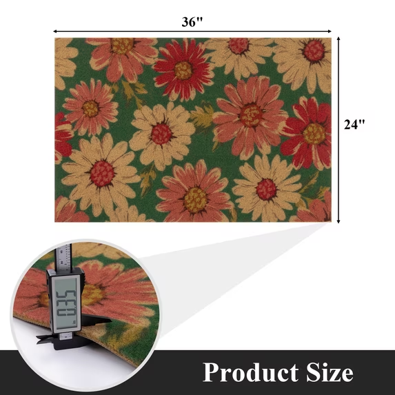 MeyJey Doormat Floral for Indoor Outdoor, Non Slip Door Mat Absorbent Utility Entryway Rug for Front Back Door, Dirt Trapper, All Season