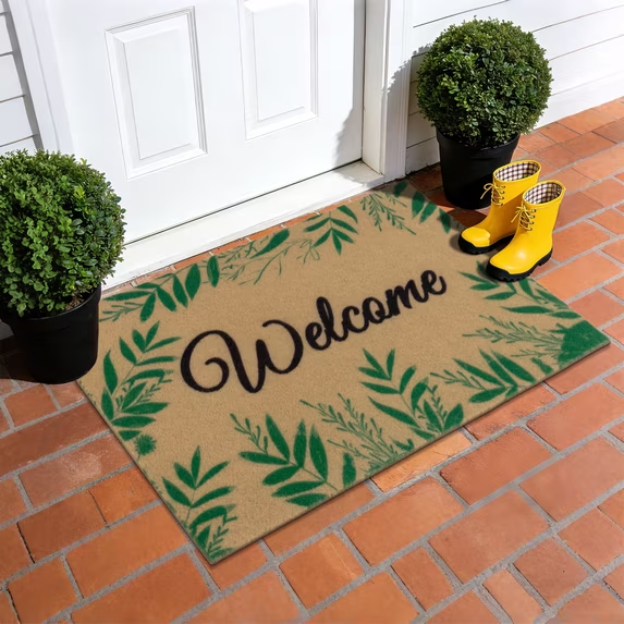 MeyJey Doormat Floral for Indoor Outdoor, Non Slip Door Mat Absorbent Utility Entryway Rug for Front Back Door, Dirt Trapper, All Season