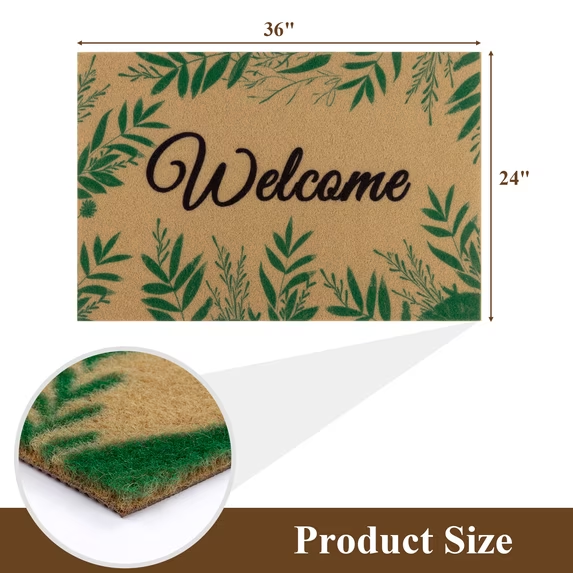 MeyJey Doormat Floral for Indoor Outdoor, Non Slip Door Mat Absorbent Utility Entryway Rug for Front Back Door, Dirt Trapper, All Season