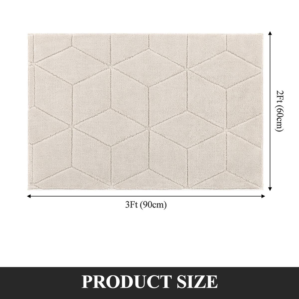MeyJey Small Shag Area Rug for Living Room Modern Geometric High-Low Cut Machine Washable Rugs for Bedroom Dinning Room Office Decor Non-Slip Soft Carpet