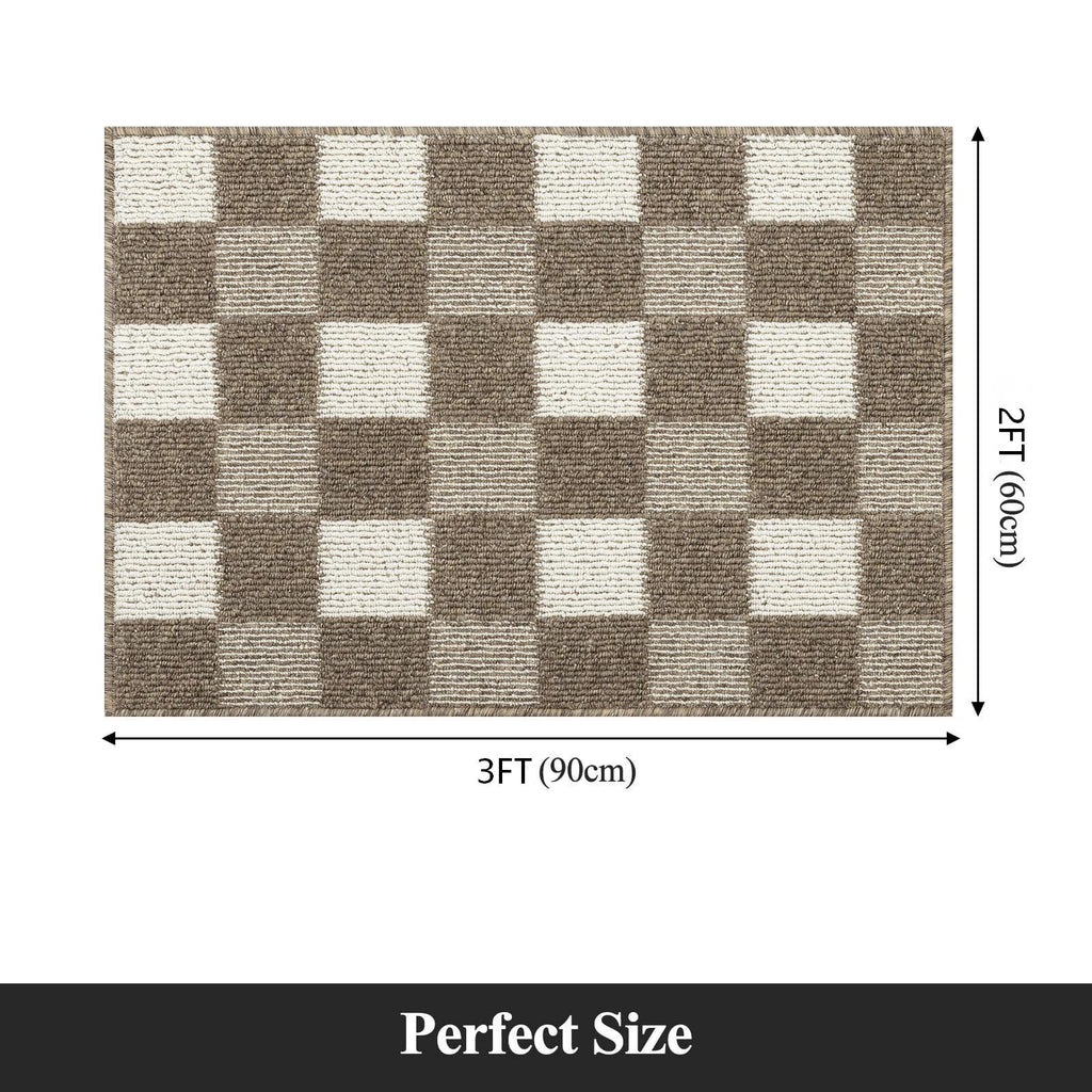 MeyJey Indoor Outdoor Doormat, Non-Slip Absorbent Low Profile Front Door Mats, Brown